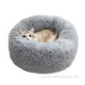 luksusowe okrągłe pluszowe łóżko dla kota z pączkiem!